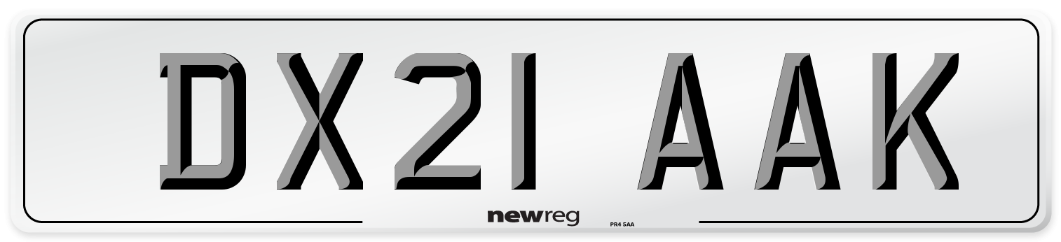 DX21 AAK Number Plate from New Reg